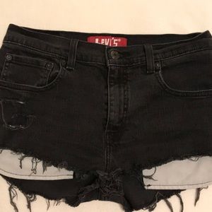 Distressed black Levi Shorts
